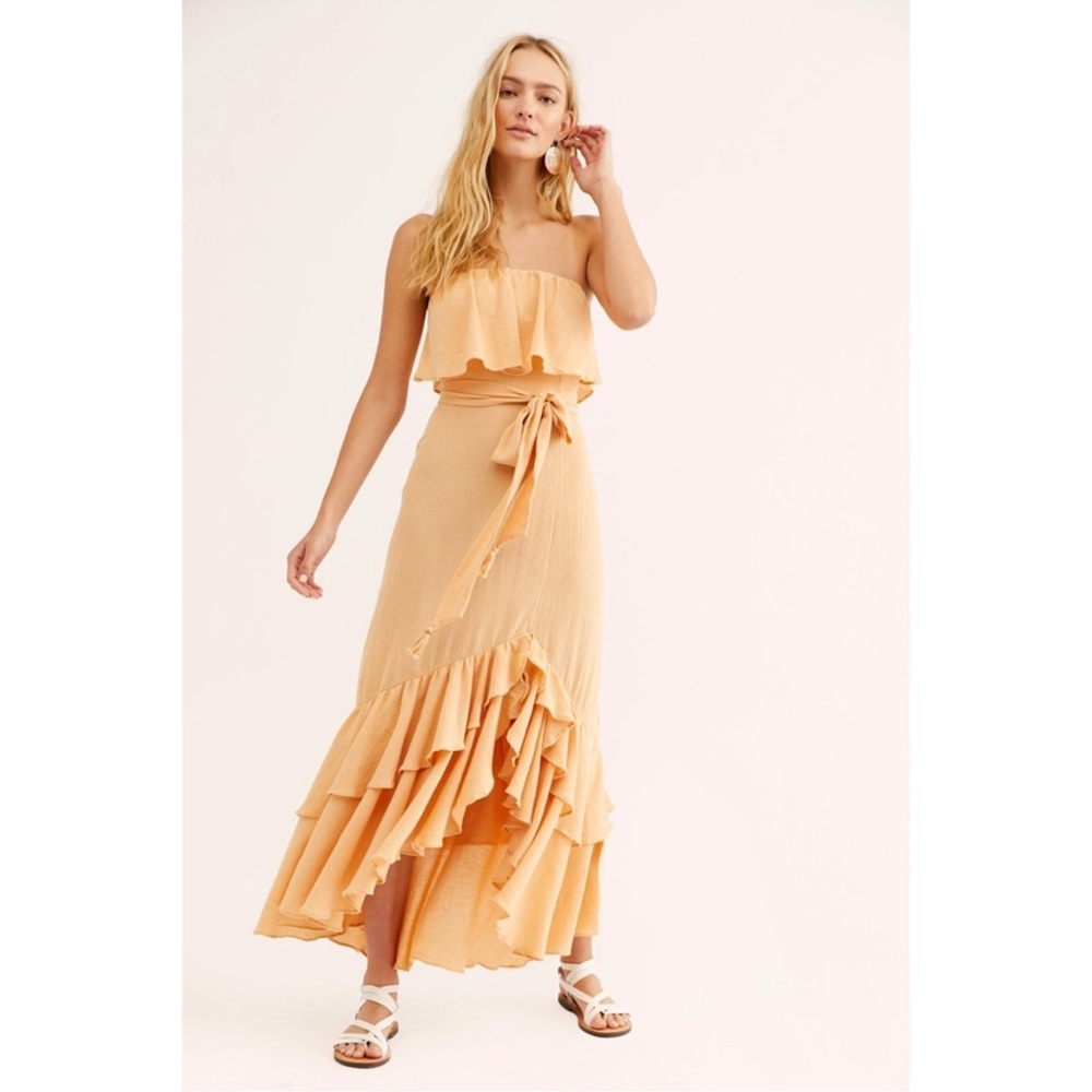 Free People Tavia Strapless High Low Dress Small Sweet Mimosa NWOT